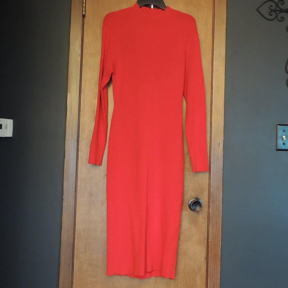 Gabrielle Union Red Ribbed Cut-Out Sweater Midi Dress XXL
